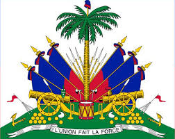 Haitian coat of arms with the motto L'Union Fait La Force